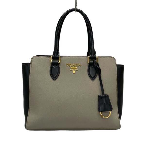 PRADA - Gray Black Saffiano Leather Tote Bag 760-042825 - Picture 1 of 14